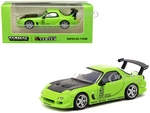 Vertex RX-7 FD3S RHD (Right Hand Drive) Light Green with Matt Black Hood and Graphics "Global64" Series 1/64 Diecast Model Car by Tarmac Works