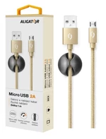 Datový kabel ALIGATOR PREMIUM 2A, MicroUSB, Gold