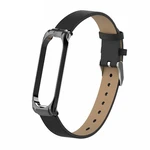 Fekete bőr karpánt Xiaomi MiBand 3 és 4