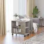 Mobile Stylish Side Table Chipboard End Table with 4 Wheels for Keeping Magazines, Books for Living Room