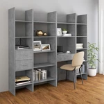 4 Piece Book Cabinet Set Concrete Gray Chipboard
