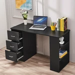 Hoffree Computer Desk PC Laptop MDF Wood Table With 3 Drawers and Shelves for Home Office
