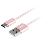 Kábel GND USB / USB-C, 1m, opletený (USBAC100MM09) ružový prepojovací USB-C kábel • podpora rýchleho nabíjania • 1× USB 2.0 • dĺžka 1 m