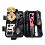 SOS Equipment Adventure Survival Blanket Tools Kit Multi-function Survival Compass First-aid Box