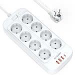 BlitzWolf® BW-PC2 2500W Power Strip USB Super-fast Charger With 8*AC Outlet / 20W USB-C PD Power Delivery / 18W 3*USB-A