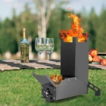 GL Black Titanium Rocket Portable Stainless Steel Folding Stove Hiking Outdoor Camping Barbecue Picnic Wood Stove