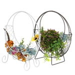 Flower Basket Stand Moon Shape Iron Wire Wreath Frame Metal Succulent Pot 28CM