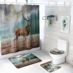 Shower Curtain Bathroom Mat Set Skidproof Toilet Mat Cover Bath Rug Set 4/3/1pcs