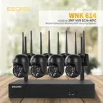 ESCAM WNK614 8CH 3MP Wireless Dome Camera CCTV Security System NVR Kit Two Way Audio Dual Light Motion Sensor Detection