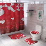 Honana 4PCS Bathroom Waterproof Shower Curtain Pedestal Rug Toilet Seat Covers Bath Mat Bathroom Decor