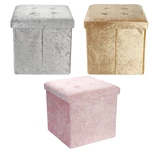 Highlight Velvet Storage Stool Multifunctional Sofa Ottoman Footrest Folding Storage Box Bench Seat Footstool Square Cha