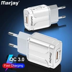Marjay 18W QC3.0 USB Charger Fast Charging for Samsung Galaxy S21 Note S20 ultra Huawei Mate40 P50 OnePlus 9 Pro
