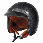 Open Face 3/4 Motorcycle Helmet Retro Vintage PU Leather Adult Black Brown