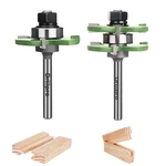 Drillpro 2pcs 1/2 or 1/4 inch Shank Tongue and Grooving Router Bit Set 3-Tooth T-Shape Adjustable Milling Cutter