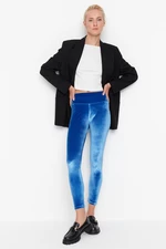 Trendyol Blue Rise derék, bársony kötött leggings