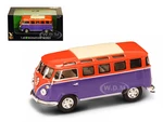 1962 Volkswagen Microbus Van Bus Orange/Purple 1/43 Diecast Car by Road Signature