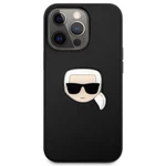 Kryt na mobil Karl Lagerfeld Leather Karl Head na Apple iPhone 13 Pro Max (KLHCP13XPKMK) čierne ochranný kryt na mobil • na iPhone 13 Pro Max • s logo