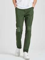 Mens Solid Color Ripped Daily Zipper Fly Jeans With Pocket
