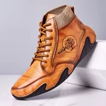 Menico Men Octopus Sole Soft Lace Up Microfiber Leather Sock Ankle Boots