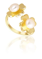 JwL Luxury Pearls Pozlacený prsten s pravými perlami Čtyřlístek JL0693
