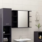 Bathroom Mirror Cabinet High Gloss Gray 31.5"x8.1"x25.2" Chipboard