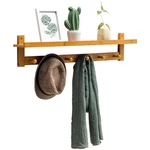 3/4/5/6 Hook Rack Wall Mount Hanger Key Coat Hat Holder Wooden Bamboo Organiser
