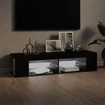 TV Cabinet with LED Lights Black 53.1"x15.4"x11.8"