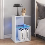 Hommpa Led Nightstand Modern Led Bedside Table with Glass Shelf 3 Layer Led End Table for Bedroom Living Room