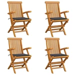 Garden Chairs with Anthracite Cushions 4 pcs Solid Teak Wood