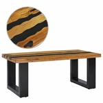 Coffee Table 39.3"x19.6"x15.7" Solid Teak Wood and Lavav Stone