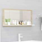 Bathroom Mirror White and Sonoma Oak 31.5"x4.1"x14.6" Chipboard