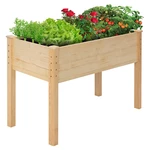 KingSo 4FT Raised Garden Bed Wooden Elevated Planter Box Outdoor Solid Wood Planter Garden Box Kit with Legs for Vegetab