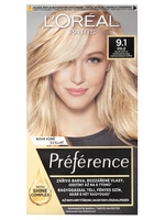 Permanentní barva Loréal Préférence 9.1 velmi světlá popelavá blond - L’Oréal Paris + dárek zdarma