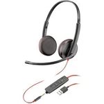 Headset jack 3,5 mm, s USB na kabel Plantronics Blackwire C3225 binaural na uši černá