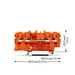 Průchodková svorka WAGO 2001-1402, pružinová svorka, 4.20 mm, oranžová, 100 ks
