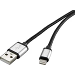Dátový / nabíjací kábel pre Apple 1x Lightning ⇔ 1x USB 2.0, RENKFORCE, šedá, 0.50 m
