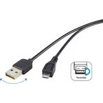 USB kábel RENKFORCE 1x USB 2.0 zástrčka ⇔ 1x microUSB 2.0 zástrčka 1.80 m, čierna