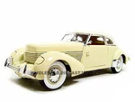 1936 Cord 810 Coupe Yellow with Cream Top and Red Interior 1/18 Diecast Model Car by Signature Models
