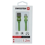 Datový kabel Swissten Textile USB/Lightning, 1,2m, zelený