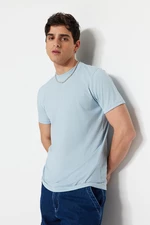 Trendyol Dirty Blue Men's Basic Regular/Regular Cut, Crew Neck Short Sleeved T-Shirt