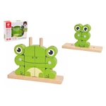 TEDDIES Skládanka žába dřevo 23 x 19 x 6,5 cm 17 ks