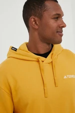 Tepláková mikina adidas TERREX Logo žlutá barva, s kapucí