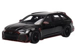 Audi RS6 ABT "Johann Abt Signature Edition" Black with Red Carbon Accents 1/18 Model Car by Top Speed