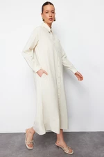 Trendyol Beige Plain Woven Shirt Dress