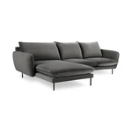 Ciemnoszara narożna aksamitna sofa lewostronna Cosmopolitan Design Vienna