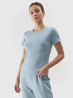Women's Slim 4F Plain T-Shirt - Light Blue