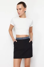 Trendyol Black Denim Detailed Pencil Straight Cut Mini Length Woven Skirt