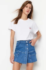 Trendyol Dark Blue Denim Shorts Skirt with Cargo Pocket