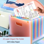 25Layer Vertical Portable Organ File Bags A4 Large-capacity File Storage Folder Multi-layer Colorful Paper File Frame for Desk