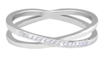 Troli Jemný dvojitý prsten z oceli s čirými zirkony Silver 52 mm